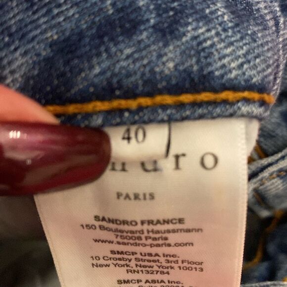 Sandro Blue Straight Leg Jeans with Distressed Details. uA4 - Picture 9 of 9